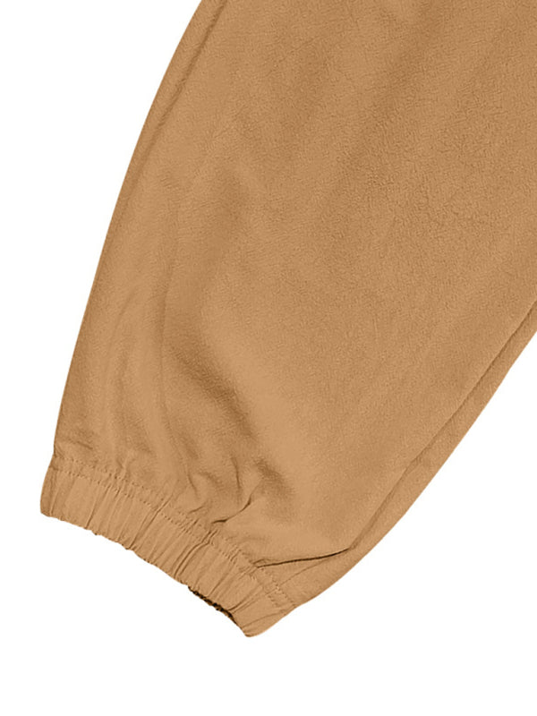 Pantalon de sport décontracté en lin pour homme, avec revers et poches multiples, idéal pour les activités de plein air. 