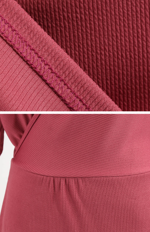 Robe sexy à manches longues et col en V pour femme 