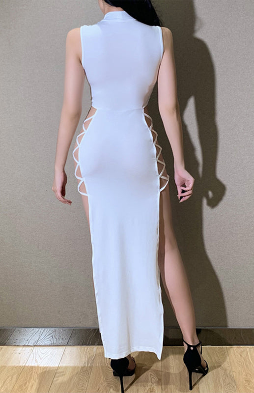 Sexy Sommerkleid mit hohem Schlitz und Trägern 