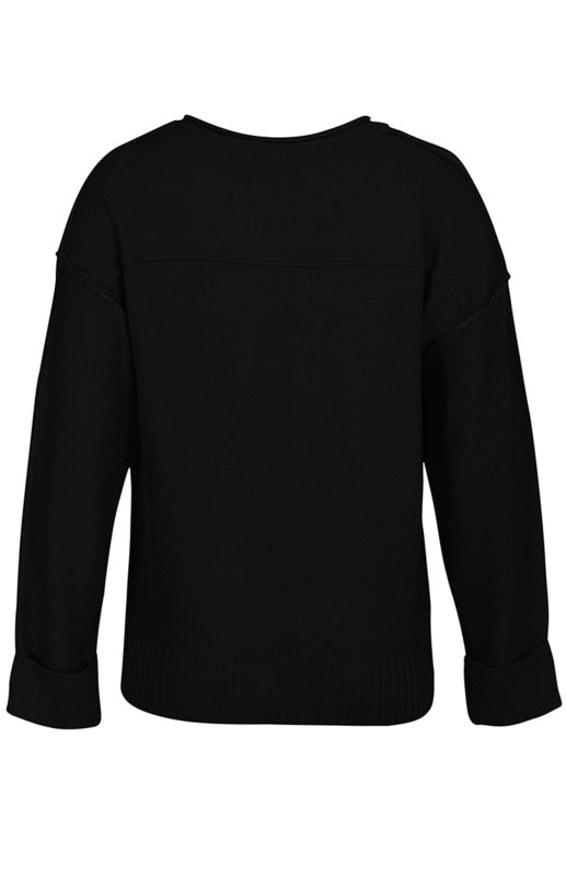 Women's Solid Color V Neck Single Breasted Sweater - Closther