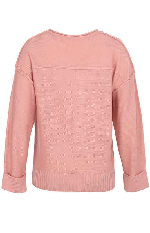 Women's Solid Color V Neck Single Breasted Sweater - Closther