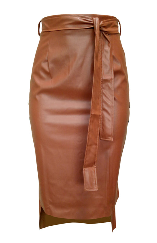 Jupe fendue mi-longue et moulante pour femme, style décontracté. 