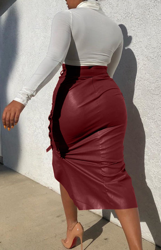 Jupe fendue mi-longue et moulante pour femme, style décontracté. 