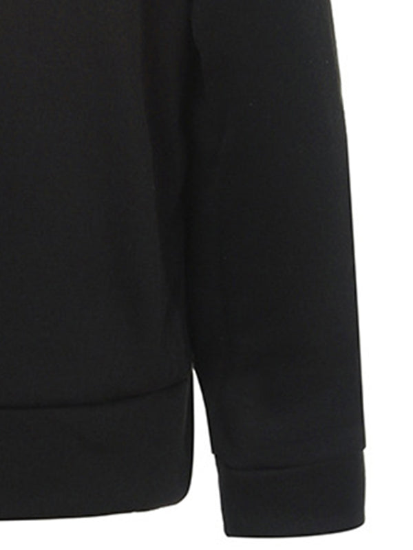 Double Zipper Color Block Hooded Long-Sleeved Plus Velvet Sweatshirt