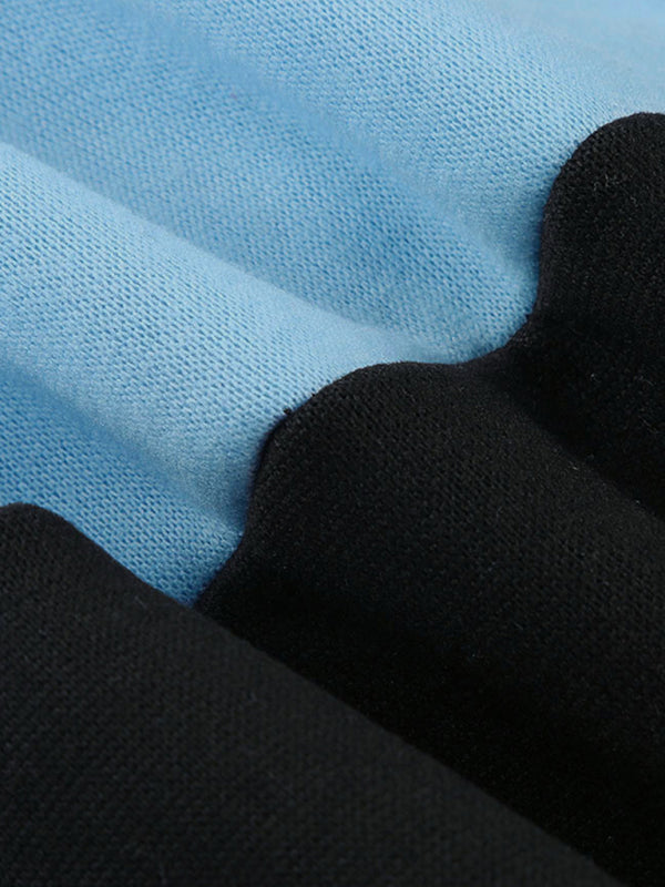 Sweat-shirt à capuche à manches longues en velours doublé, à double fermeture éclair et blocs de couleur 