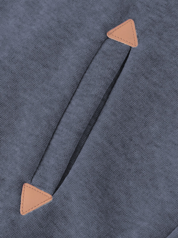 Sweat-shirt à capuche à manches longues en velours doublé, à double fermeture éclair et blocs de couleur 