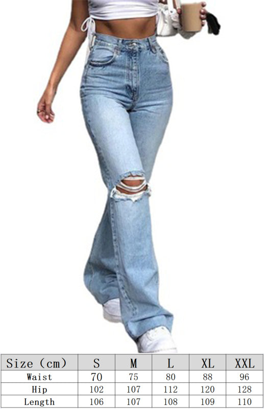 Women's Fashion Wide Leg Flared Jeans - Closther