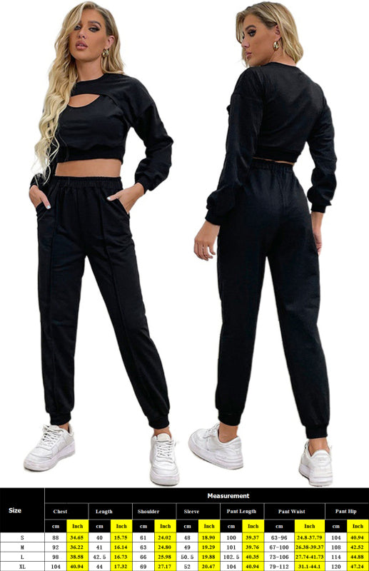 Damenmode Sport-Freizeitanzug mit Cut-Out-Effekt 