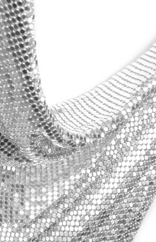 Haut dos nu sexy à paillettes métalliques pour femme 