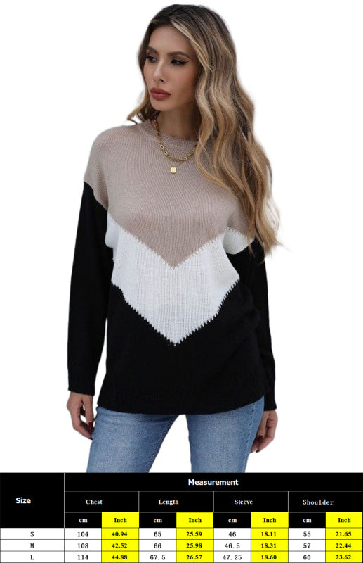 Chevron-Strickpullover mit lockerer Schulterpartie 