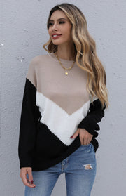 Chevron-Strickpullover mit lockerer Schulterpartie 