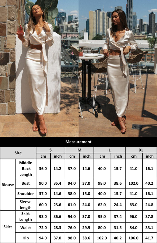 Elegant Satin Wrap Long Sleeve Dress