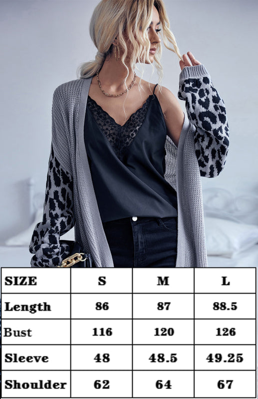 Women's Knit Leopard Cardigan Sweater Jacket - Closther