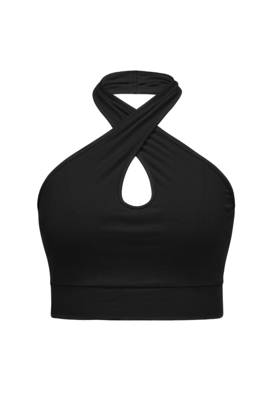 Sexy Neckholder-Tanktop für Damen in Volltonfarbe 