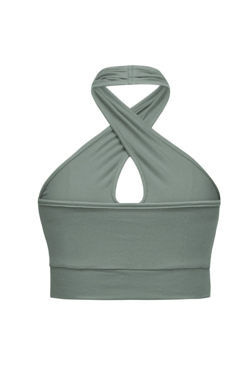 Sexy Neckholder-Tanktop für Damen in Volltonfarbe 