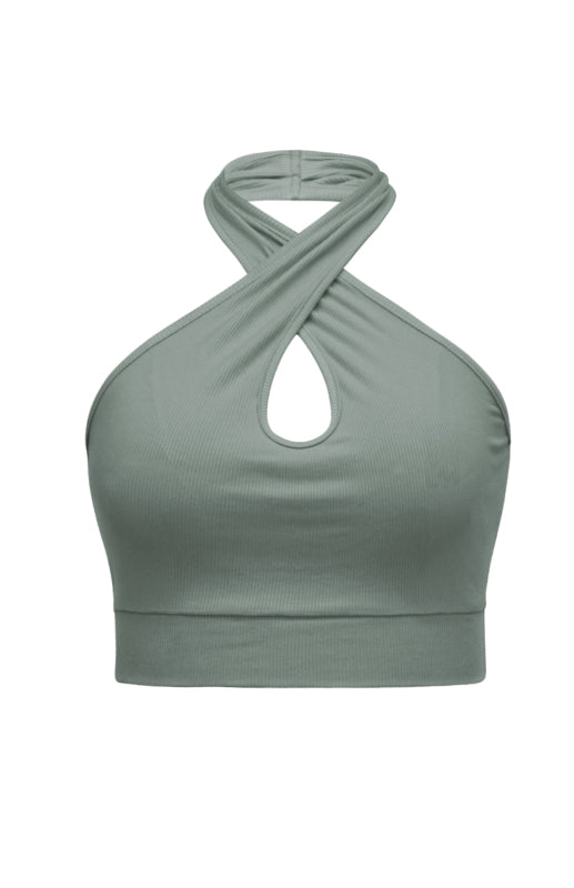 Sexy Neckholder-Tanktop für Damen in Volltonfarbe 