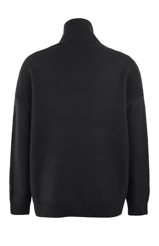 Damen-Strickpullover mit dickem Garn, langen Ärmeln und hohem Kragen 