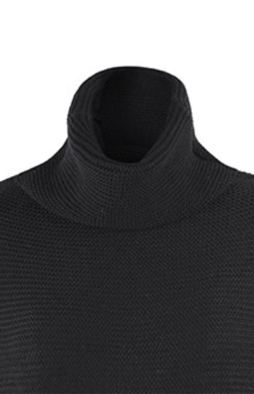 Damen-Strickpullover mit dickem Garn, langen Ärmeln und hohem Kragen 