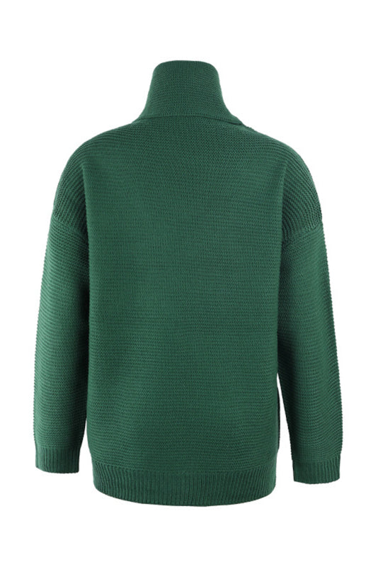 Damen-Strickpullover mit dickem Garn, langen Ärmeln und hohem Kragen 