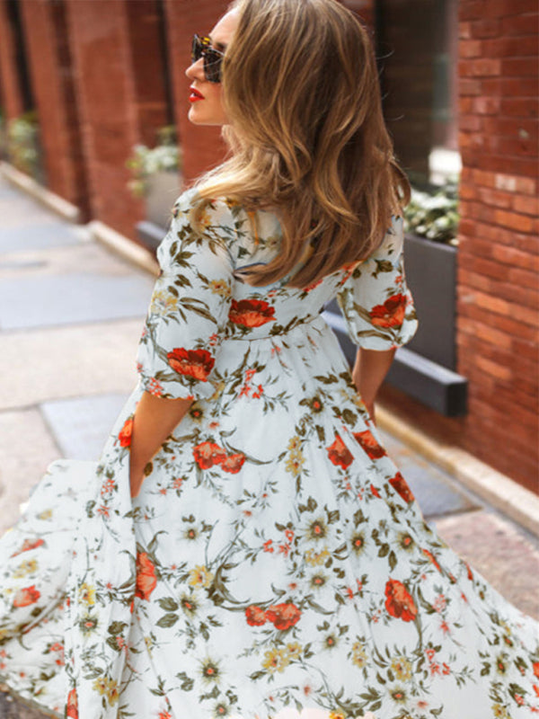 Robe bohème de vacances à imprimé floral 