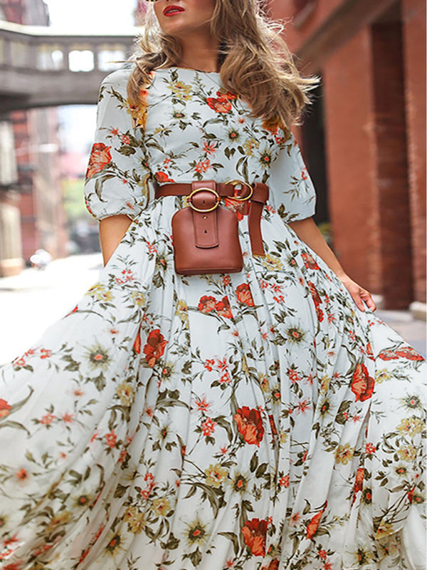 Robe bohème de vacances à imprimé floral 