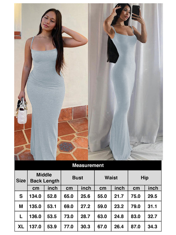 Lässiges ärmelloses, hochtailliertes, figurbetontes Trägerkleid 