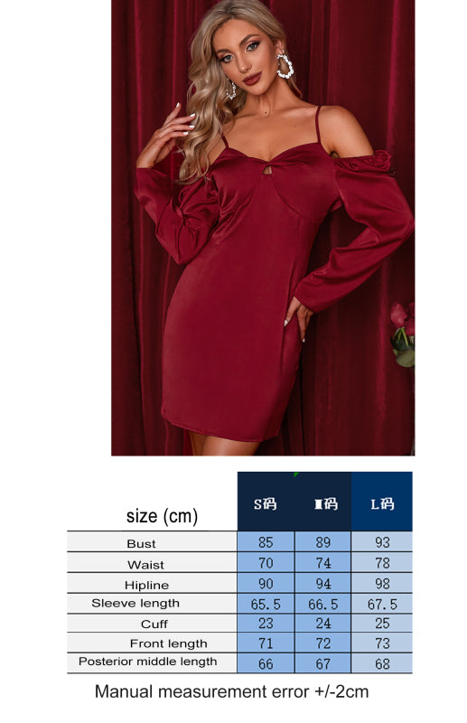 Damen-Partykleid mit schulterfreiem Ausschnitt und langen Ärmeln 