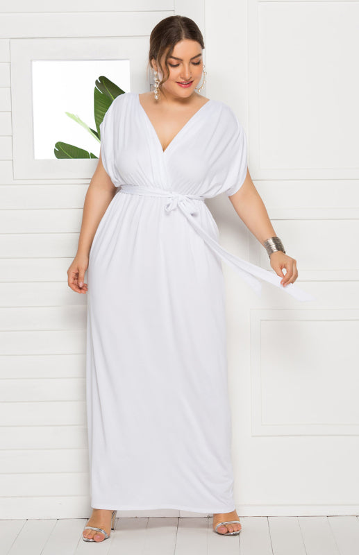 Stylish Maternity Wrap Dress – front view white