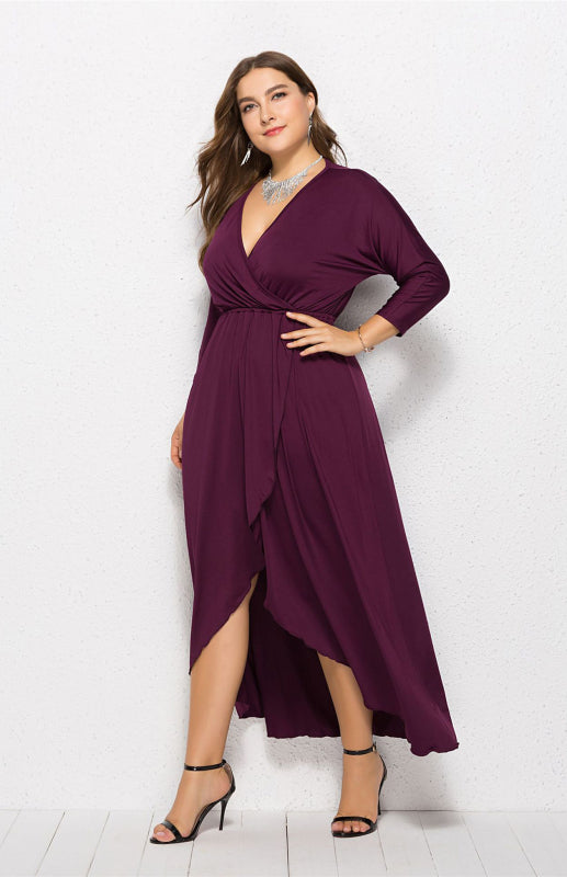 Women's Plus Size Wrap Dress – side profile showing wrap design