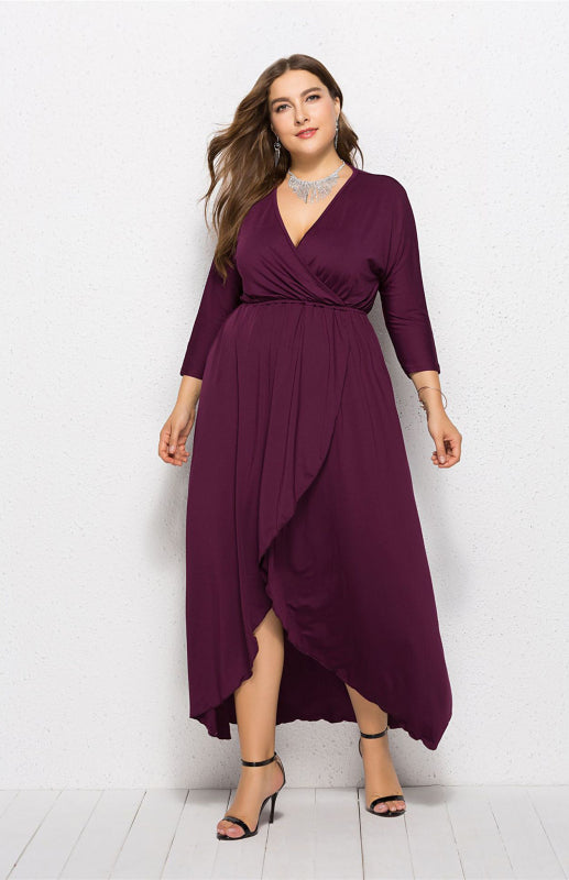 Women's Plus Size Solid Deep V Dress – lifestyle view