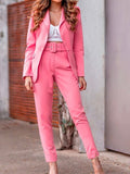 Women's Lapel Collar Blazer and Pants Set