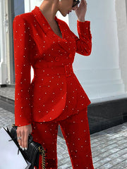Ensemble pull en maille à col à revers clouté 