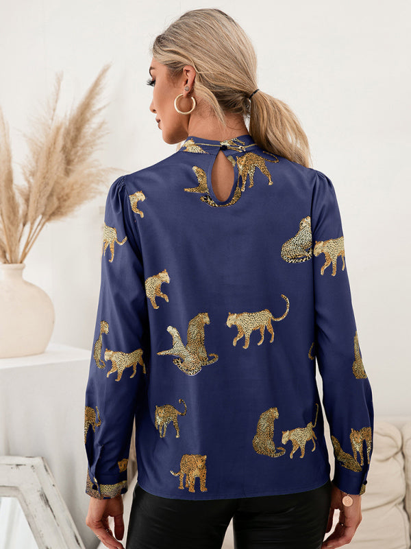 Chemise à imprimé léopard à manches longues 
