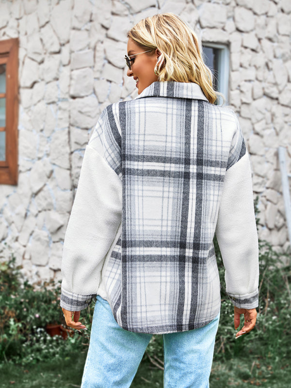 Women's casual temperament Plaid Shirt coat - Closther