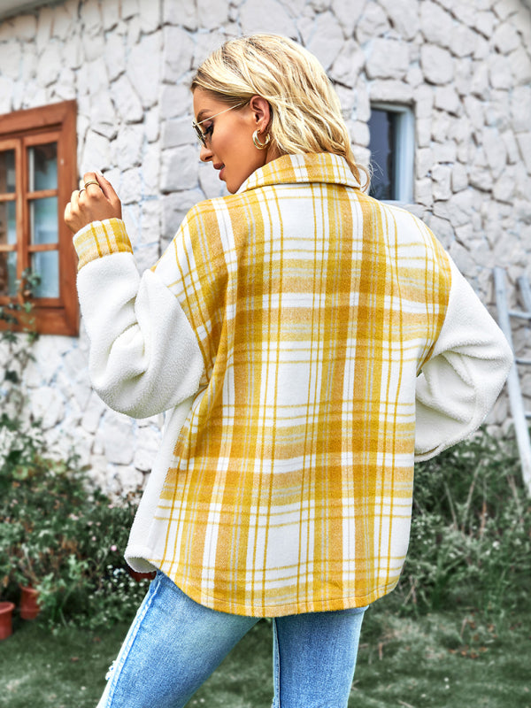 Women's casual temperament Plaid Shirt coat - Closther