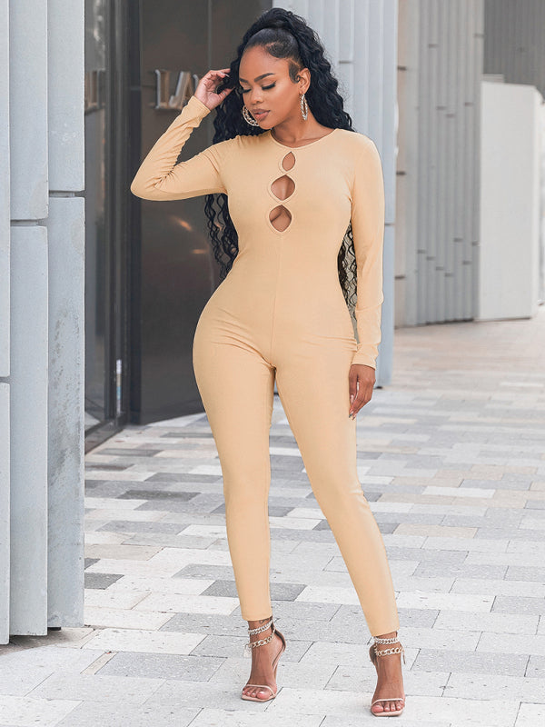 Combinaison gainante unie pour femme, coupe slim, effet push-up 