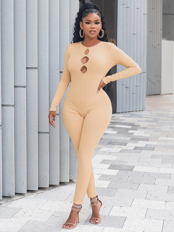 Combinaison gainante unie pour femme, coupe slim, effet push-up 