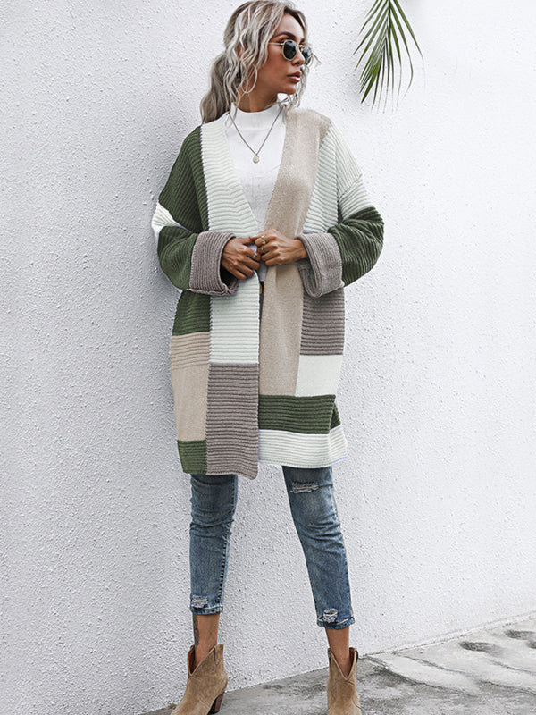 Lazy style thickened autumn and winter long knitted cardigan sweater coat women - Closther