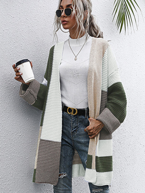 Lazy style thickened autumn and winter long knitted cardigan sweater coat women - Closther