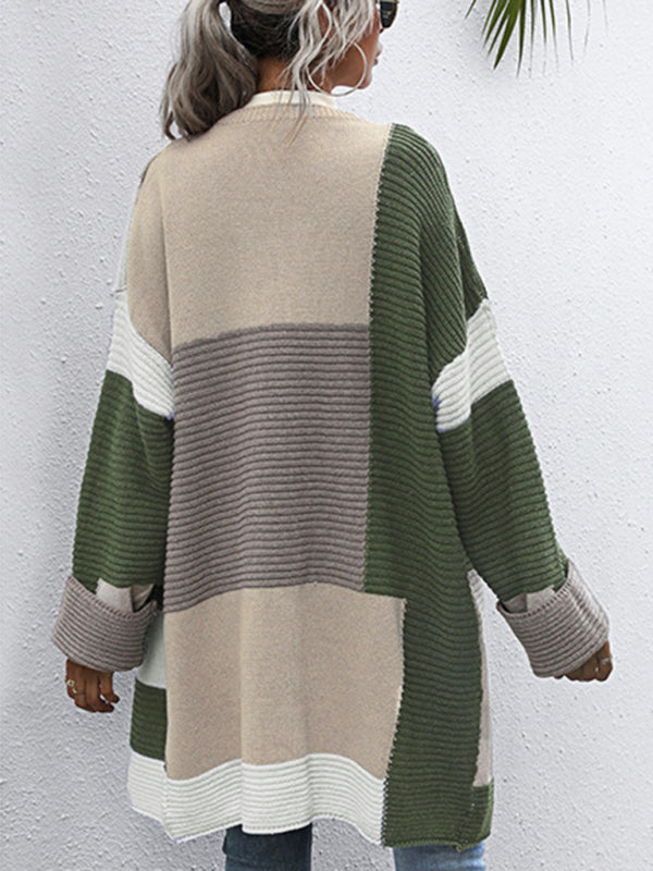 Lazy style thickened autumn and winter long knitted cardigan sweater coat women - Closther