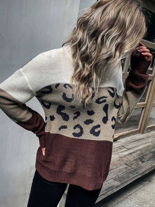 Lässiger Strickpullover mit Leopardenmuster für Damen 