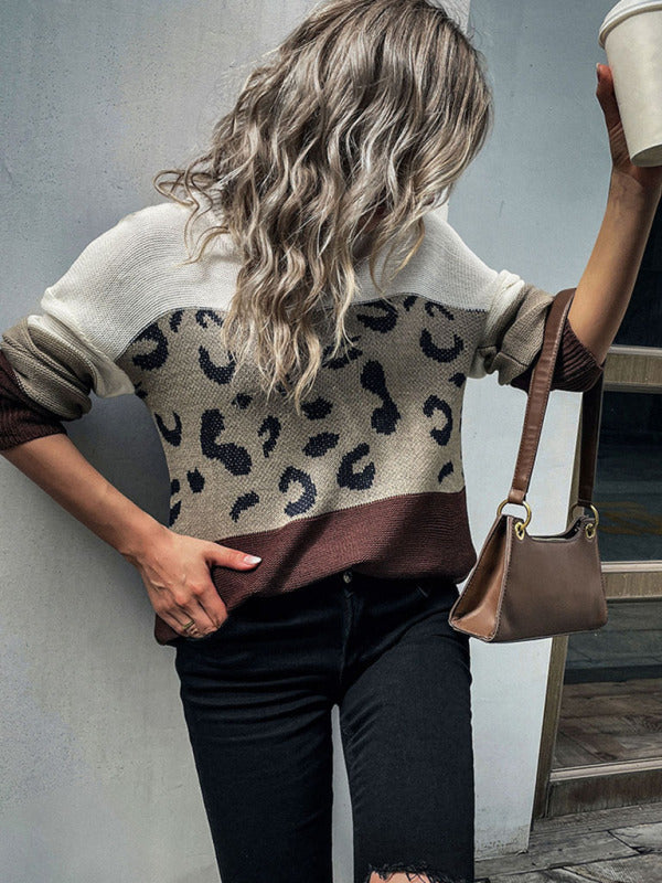 Lässiger Strickpullover mit Leopardenmuster für Damen 