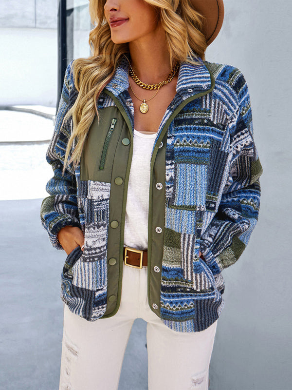 Women's Raglan Long Sleeve Printed Jacket - Closther