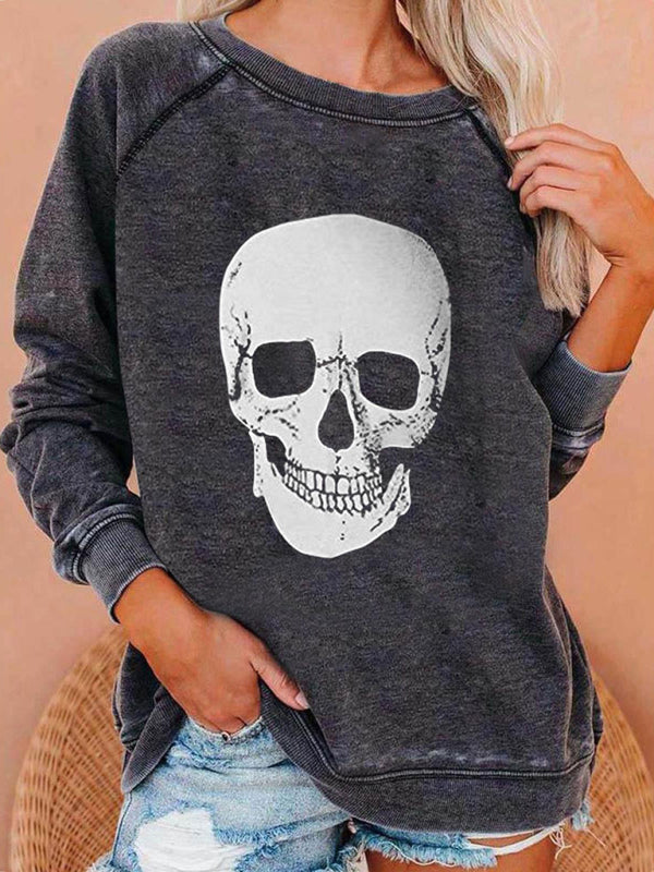 Sweat à capuche raglan à imprimé squelette pour femme 
