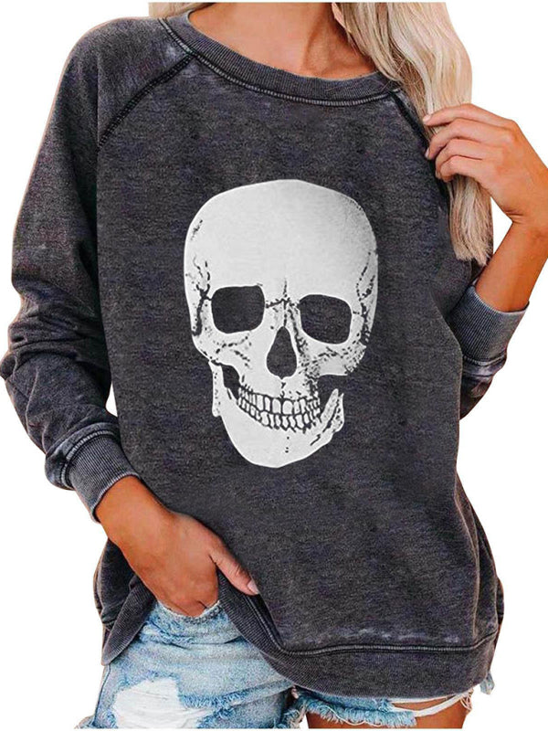 Sweat à capuche raglan à imprimé squelette pour femme 