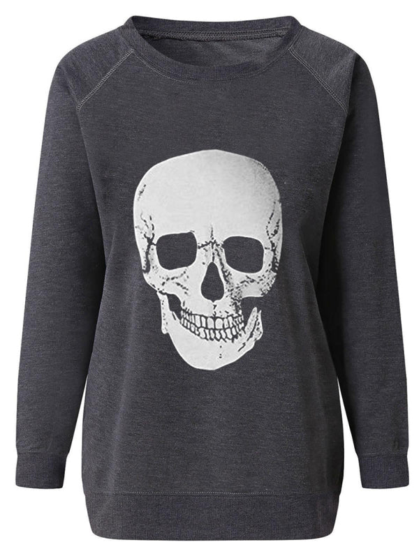 Sweat à capuche raglan à imprimé squelette pour femme 