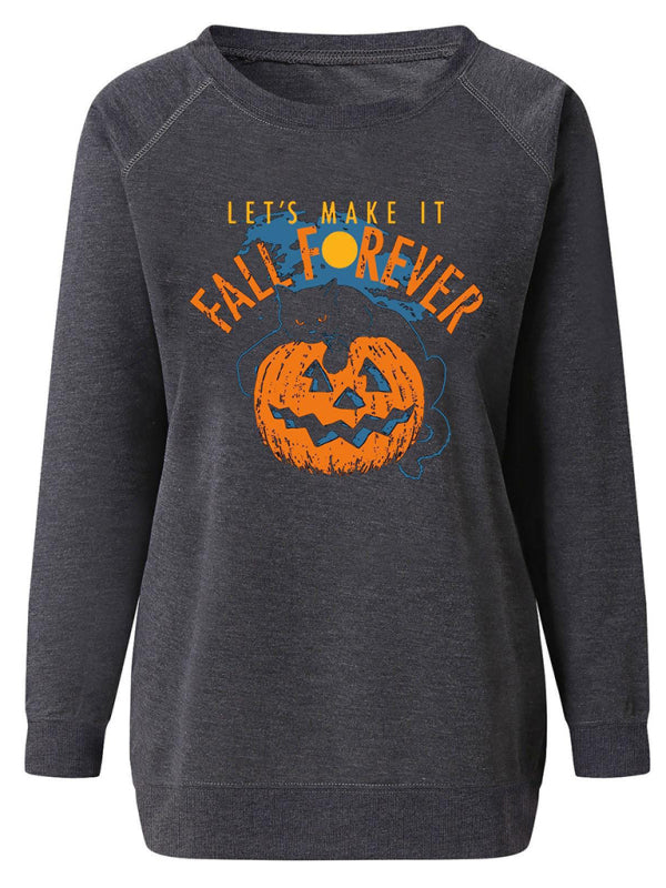 Sweat à capuche raglan imprimé citrouille d'Halloween pour femme 