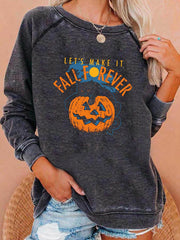Sweat à capuche raglan imprimé citrouille d'Halloween pour femme 