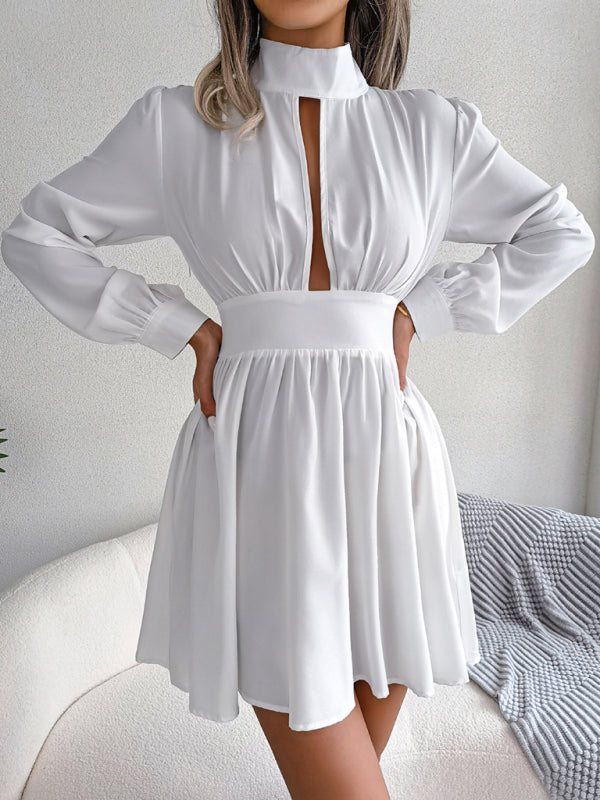 Women's sexy hollowed out waist and large swing dress – detail view