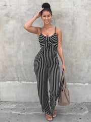 heißer, sexy gestreifter Jumpsuit mit weitem Bein für Damen im Nachtclub-Stil 